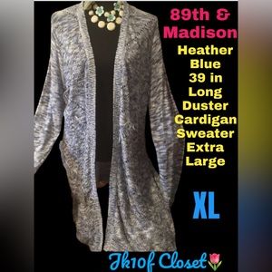 🪷NWT 89th & MADISON XL HEATHER BLUE DUSTER CARDIGAN SWEATER